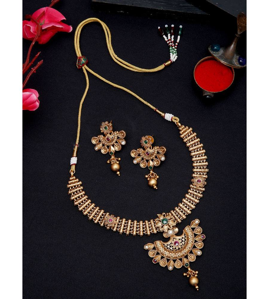 YouBella Jewellery Celebrity Inspired Gold Plated Necklace Jewellery Set for Girls and Women